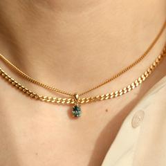 Nangi fine jewelry - teal / Peacock pendant in yellow gold
