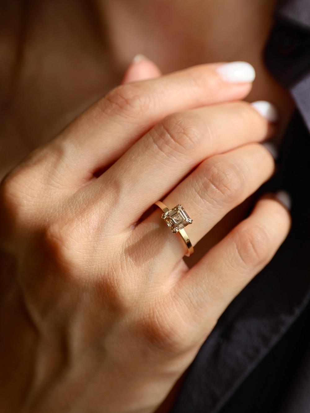 Fancy Brown Asscher Diamond Ring - 2.06 Carat