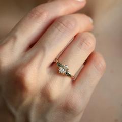 Nangi fine jewelry - white lab-grown diamond ring in yellow gold