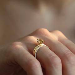 Nangi fine jewelry - champagne lab-grown diamond ring in yellow gold