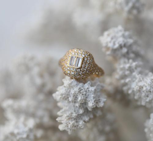 Nangi fine jewelry - white lab-grown diamond ring in yellow gold