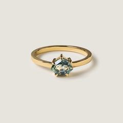 Nangi fine jewelry - teal / Peacock sapphire ring in yellow gold