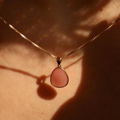Nangi fine jewelry - pink guava quartz necklace in gold