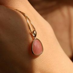 Nangi fine jewelry - pink guava quartz necklace in gold