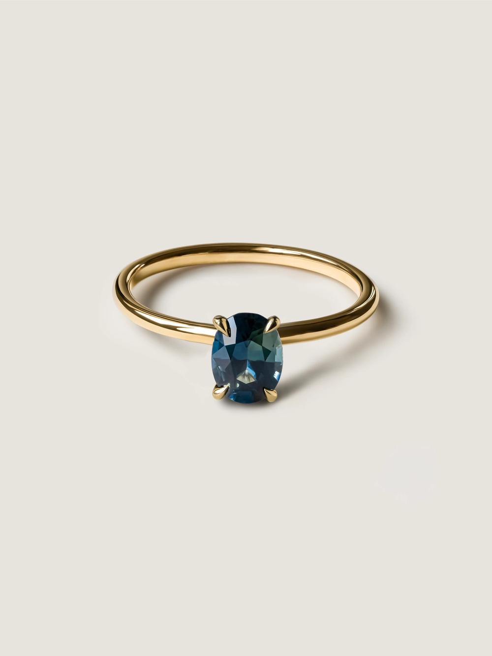 Midnight Peacock Oval Sapphire Ring