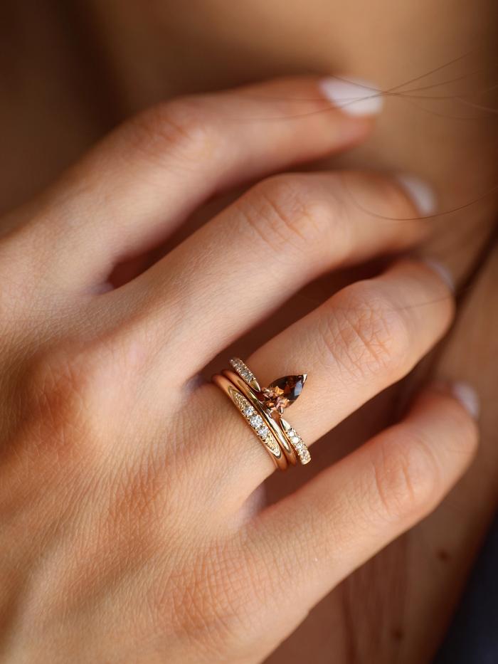 Nangi fine jewelry - brown tourmaline ring in yellow gold