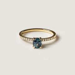 Nangi fine jewelry - teal / Peacock sapphire ring in yellow gold
