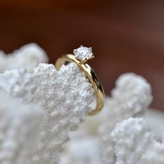 Nangi fine jewelry - white lab-grown diamond ring in yellow gold