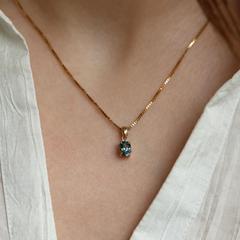 Nangi fine jewelry - teal / Peacock pendant in yellow gold
