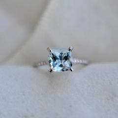 Nangi fine jewelry - teal aquamarine ring in white gold