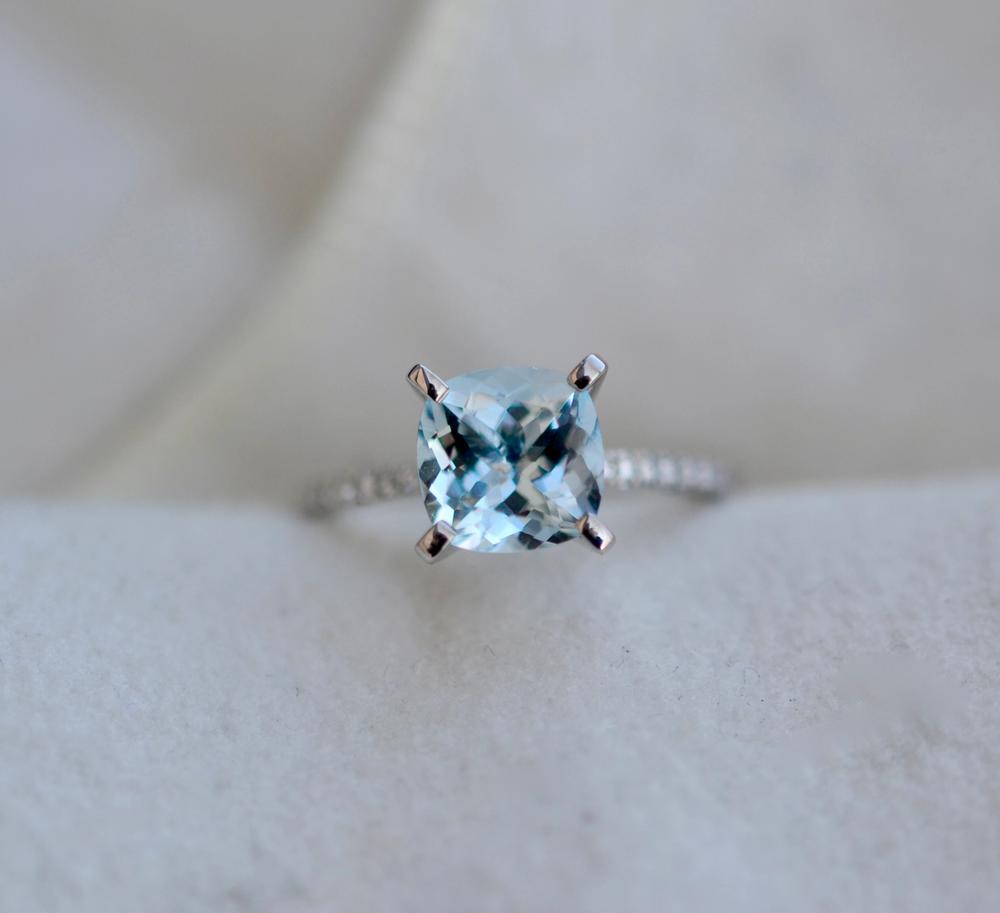Nangi fine jewelry - teal aquamarine ring in white gold