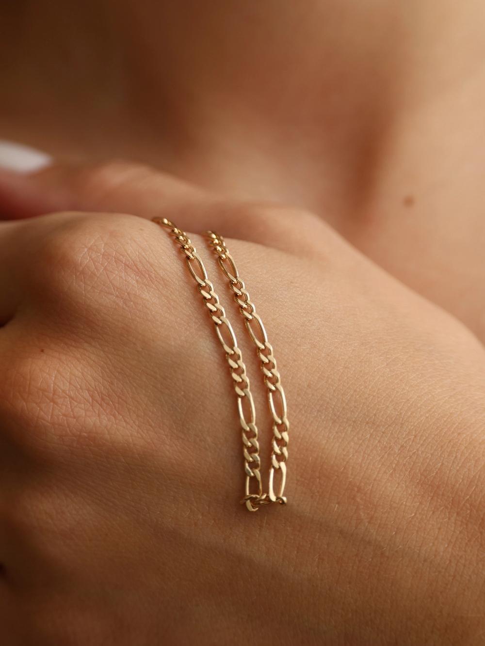 Gold Figaro Chain Bracelet