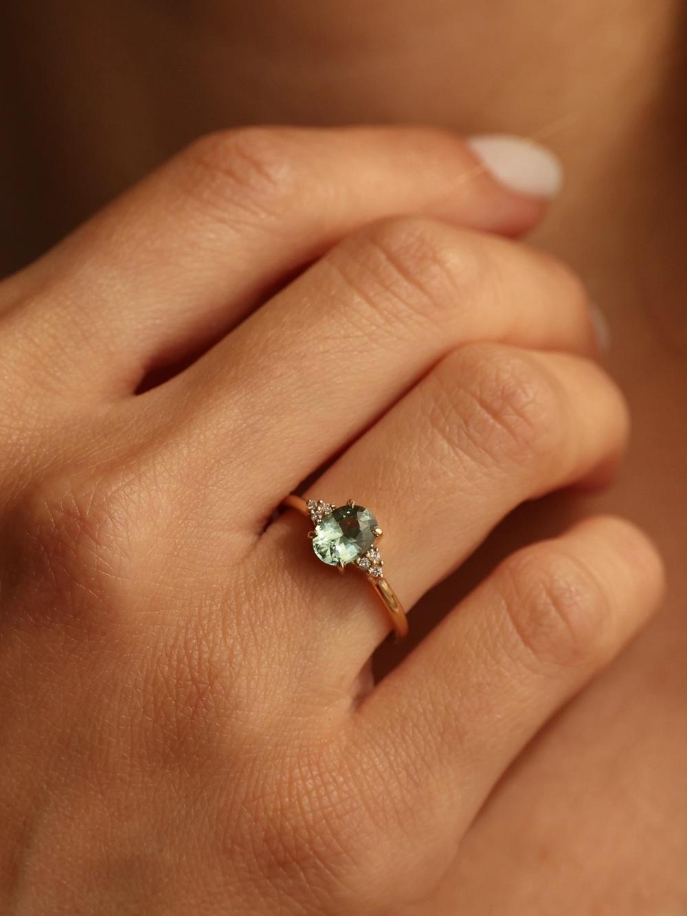 Teal Green Glow & Sprinkled Diamonds