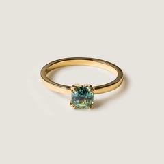 Nangi fine jewelry - teal / Peacock ring in yellow gold