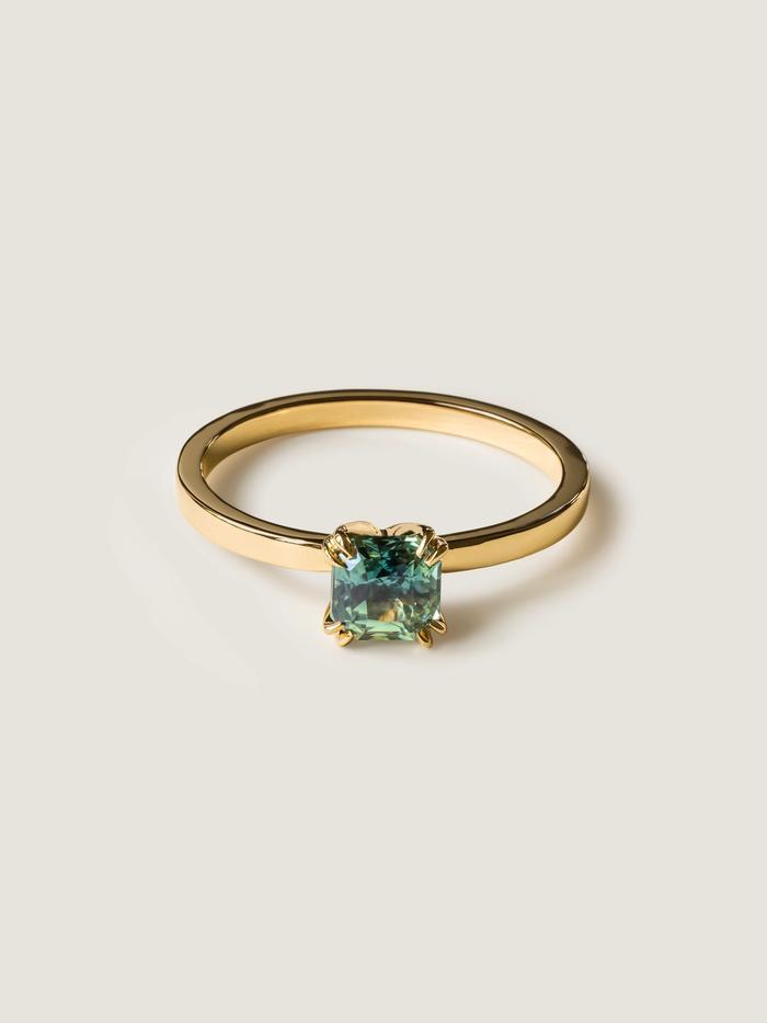 Nangi fine jewelry - teal / Peacock ring in yellow gold