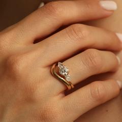 Nangi fine jewelry - white lab-grown diamond ring in gold