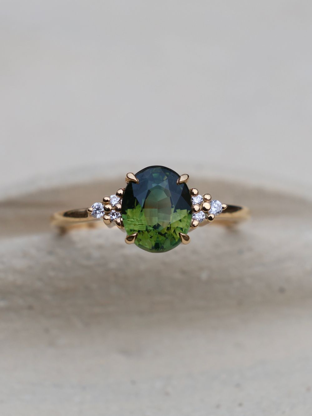 Lush Green Sapphire & Sprinkled Diamonds 