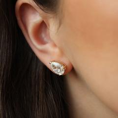 Nangi fine jewelry - white lab-grown diamond earring in gold