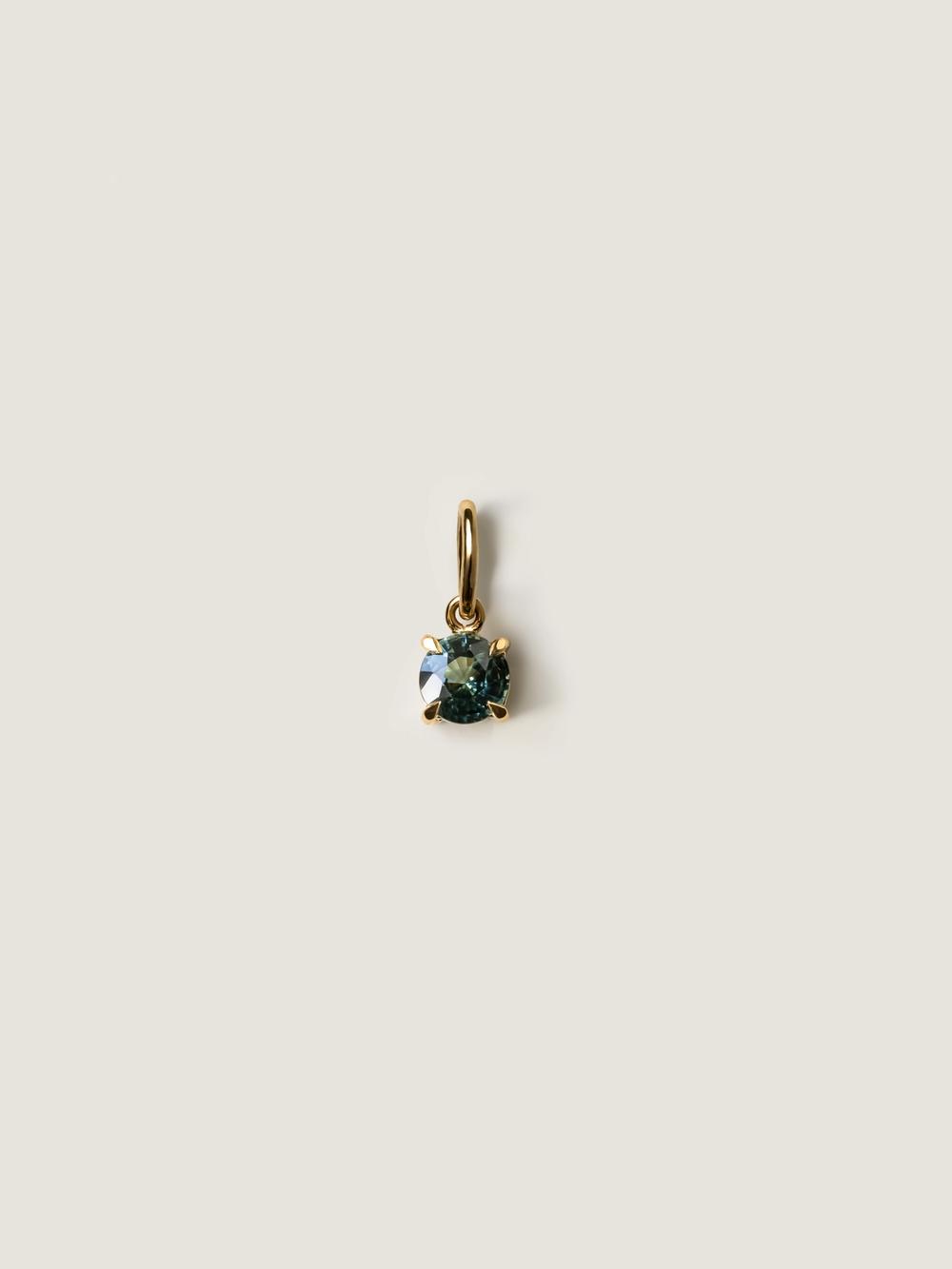  Teal Peacock Round Sapphire Pendant
