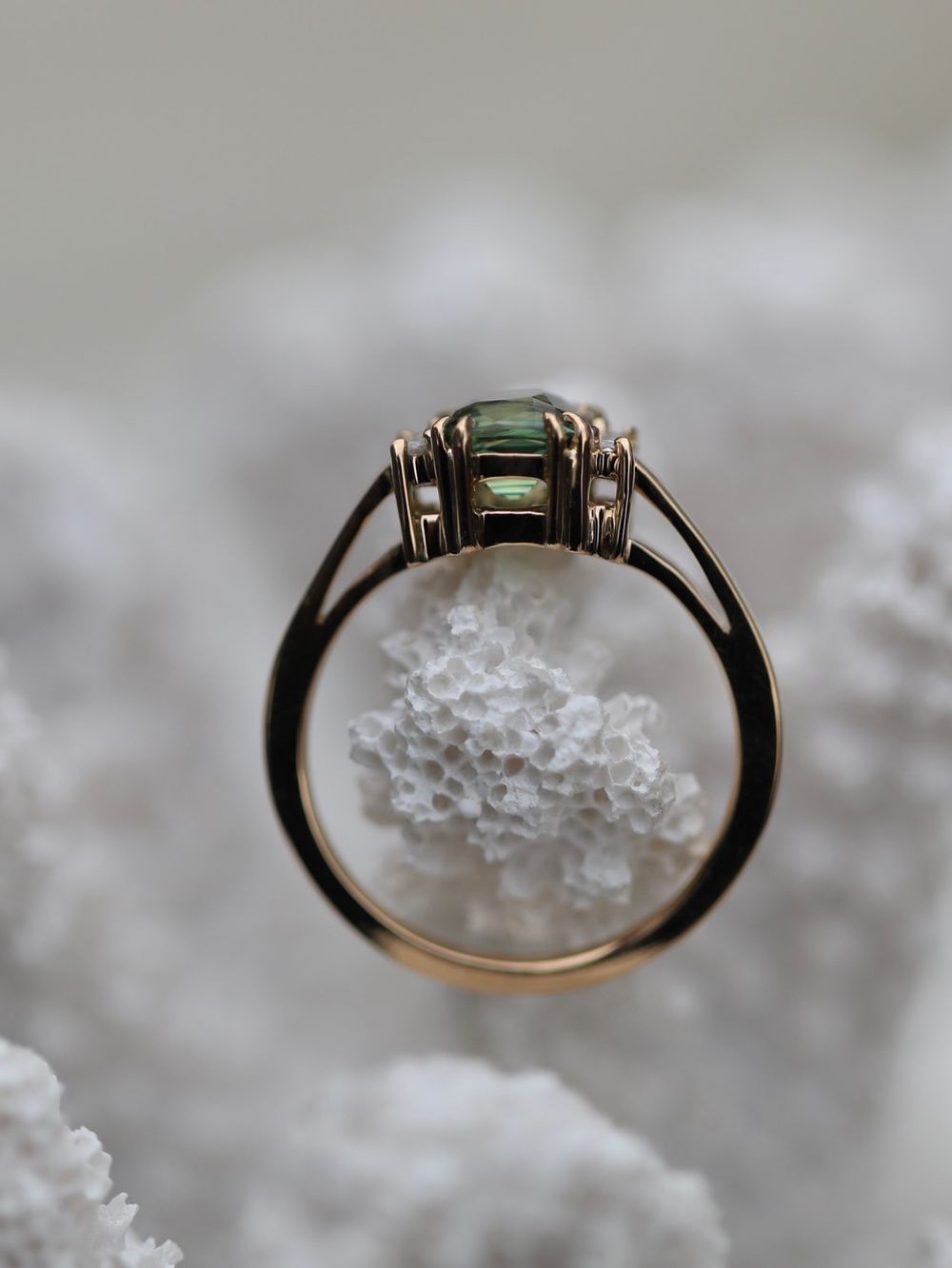 Green Sapphire & Baguette Diamonds