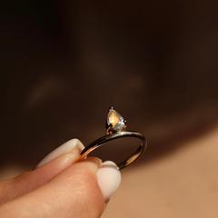 Nangi fine jewelry - white moonstone ring in yellow gold