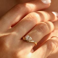 Nangi fine jewelry - white lab-grown diamond ring in gold