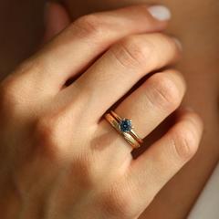 Nangi fine jewelry - teal / Peacock ring in yellow gold