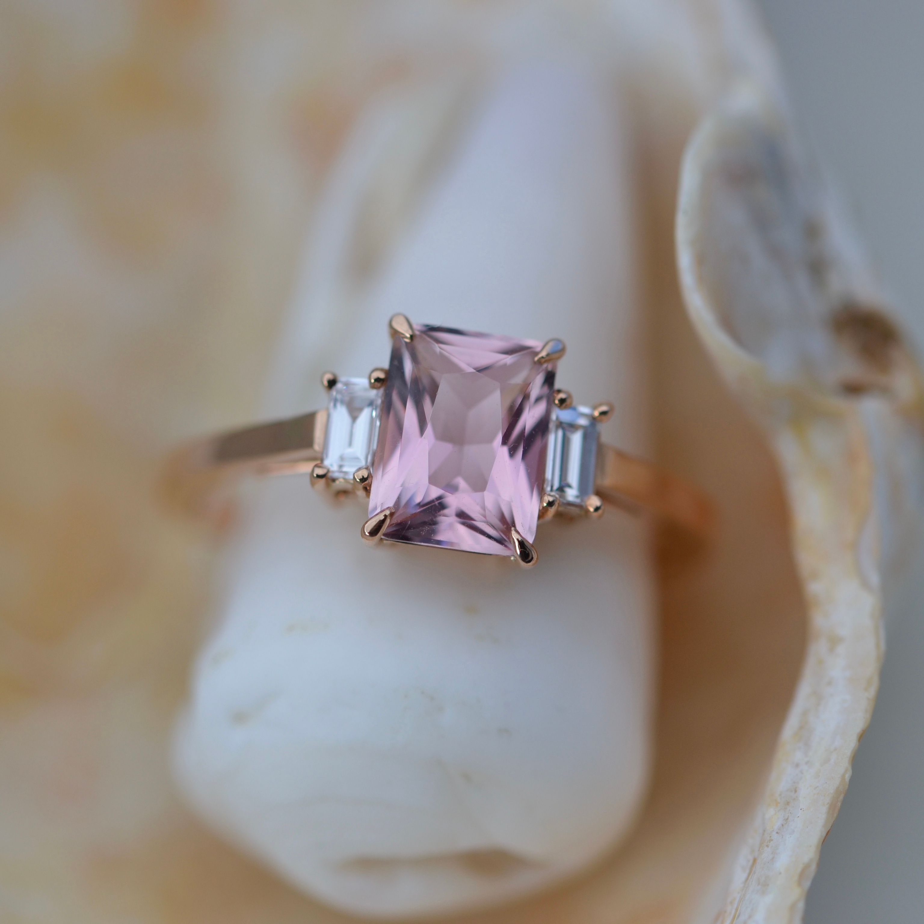 Vintage Pink Tourmaline and Diamond Ring