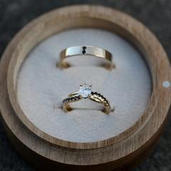 Nangi fine jewelry - black lab-grown diamond ring in yellow gold