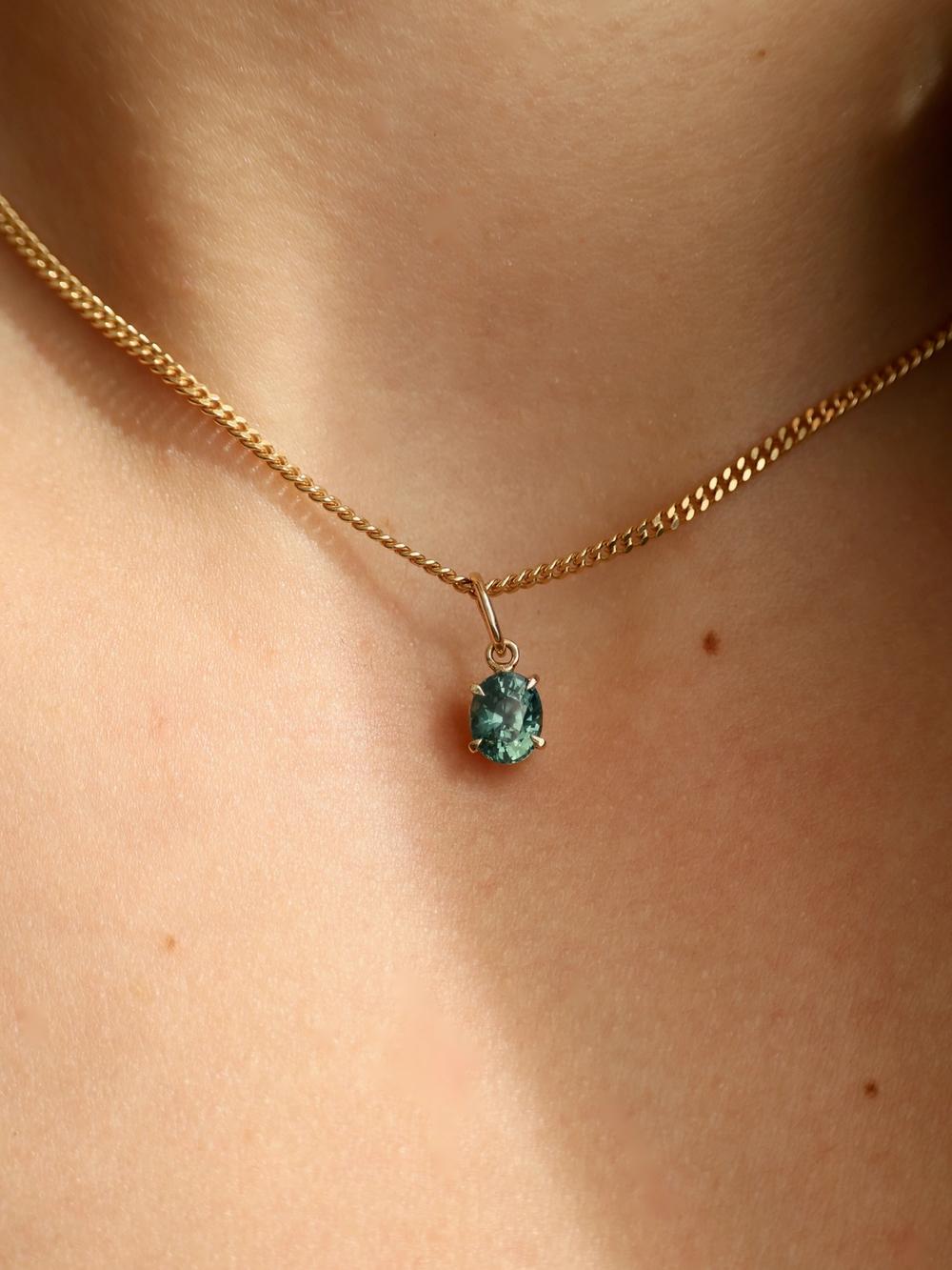 Oval Teal Peacock Pendant