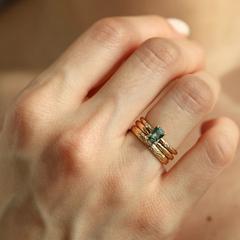 Nangi fine jewelry - teal / Peacock ring in yellow gold