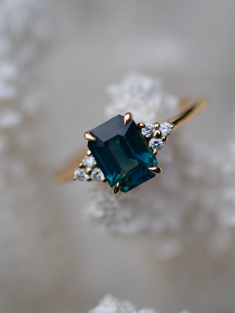 Green Sapphire & Sprinkled Diamonds