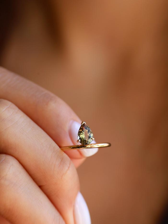 Nangi fine jewelry - brown tourmaline ring in yellow gold