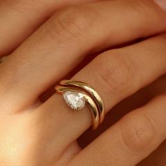 Nangi fine jewelry - white lab-grown diamond ring in gold