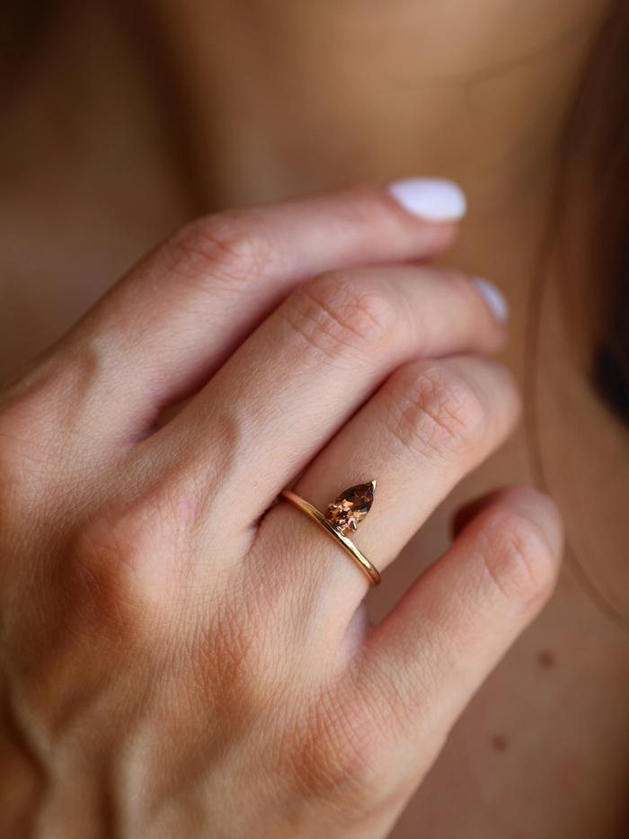 Nangi fine jewelry - brown tourmaline ring in yellow gold