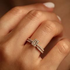 Nangi fine jewelry - white lab-grown diamond ring in yellow gold