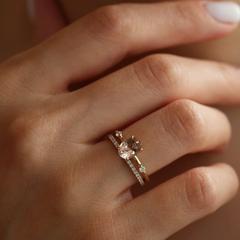 Nangi fine jewelry - champagne ring in yellow gold