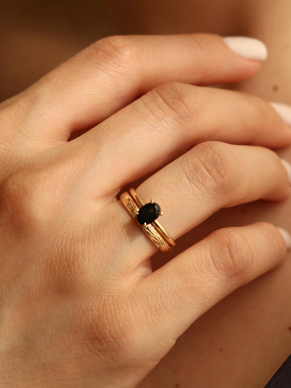 Black Panther Oval Tourmaline Ring