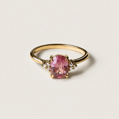 Nangi fine jewelry - pink ring in yellow gold