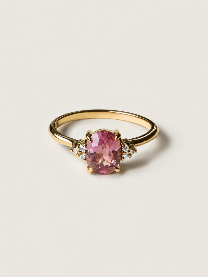 Nangi fine jewelry - pink ring in yellow gold