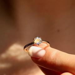 Nangi fine jewelry - white moonstone ring in yellow gold