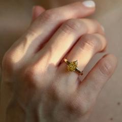 Nangi fine jewelry - champagne lab-grown diamond ring in yellow gold