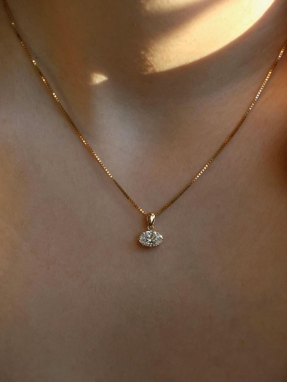 Oval Swan Diamond Pendant 