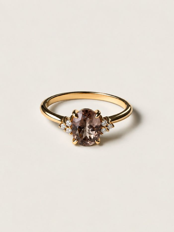 Nangi fine jewelry - brown ring in yellow gold