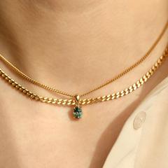 Nangi fine jewelry - teal / Peacock pendant in yellow gold