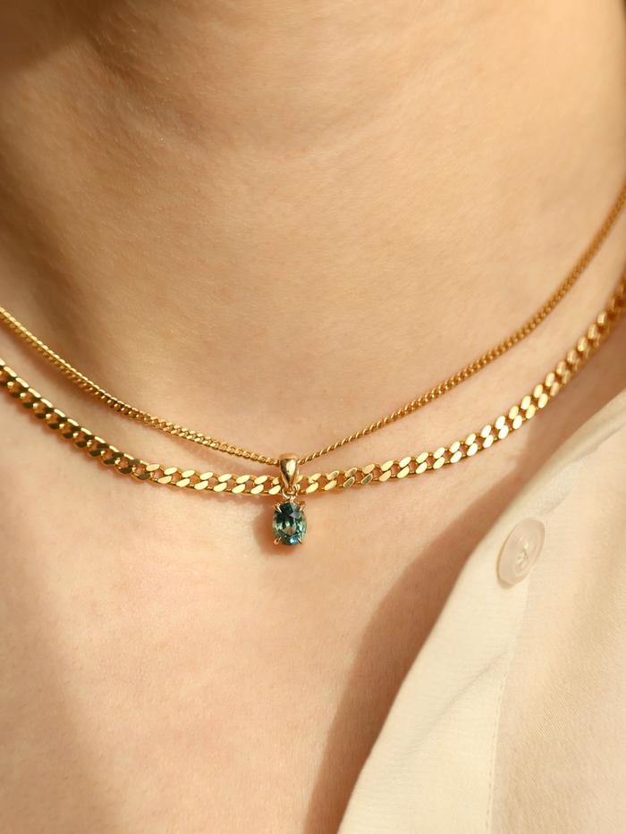 Nangi fine jewelry - teal / Peacock pendant in yellow gold