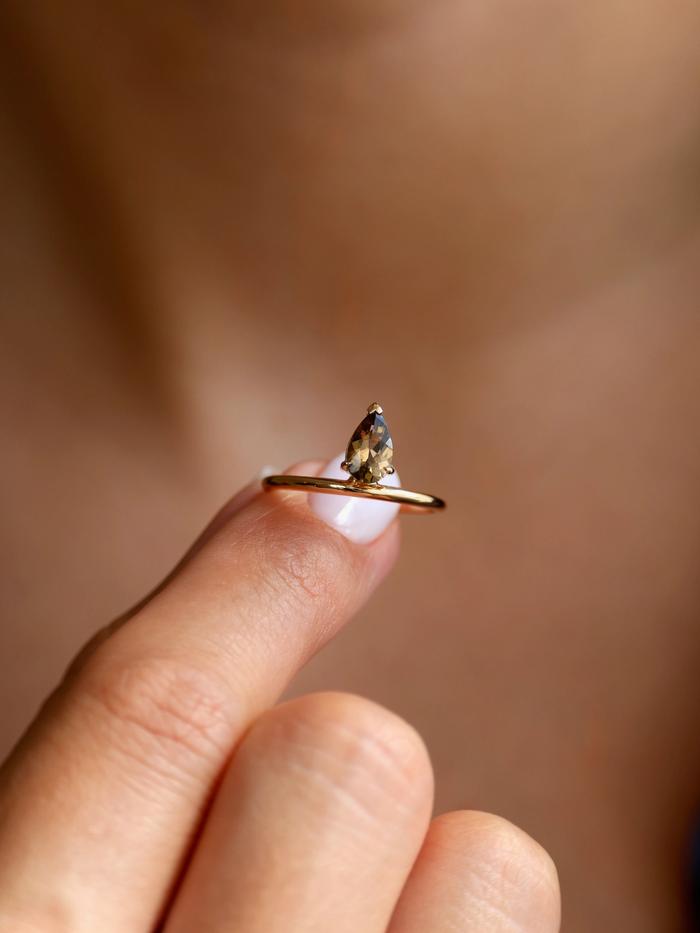 Nangi fine jewelry - champagne tourmaline ring in yellow gold