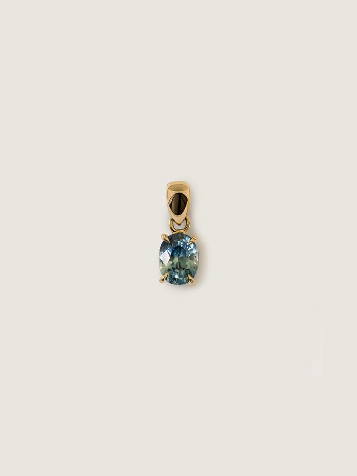 Nangi fine jewelry - teal / Peacock pendant in yellow gold