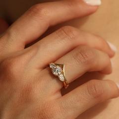 Nangi fine jewelry - white lab-grown diamond ring in gold