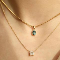 Nangi fine jewelry - teal / Peacock pendant in yellow gold